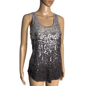 Express women gray sequins tank top size XS